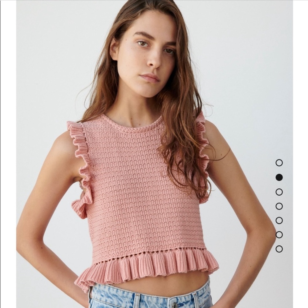 Zara Ruffled Knit Top Sz Small